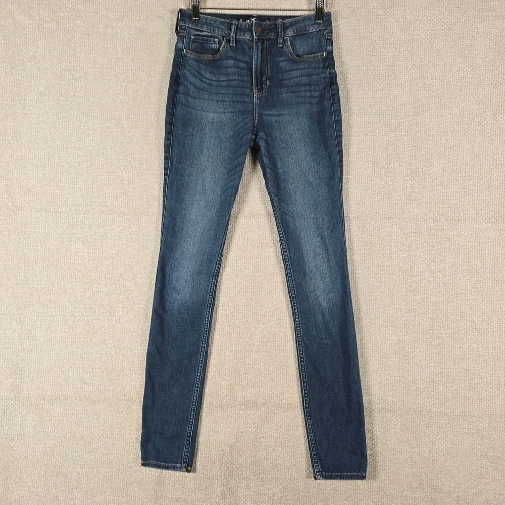 Hollister High-Rise Super Skinny Jeans Dark‎ Wash Stretch Size 3L W26 L32 Long